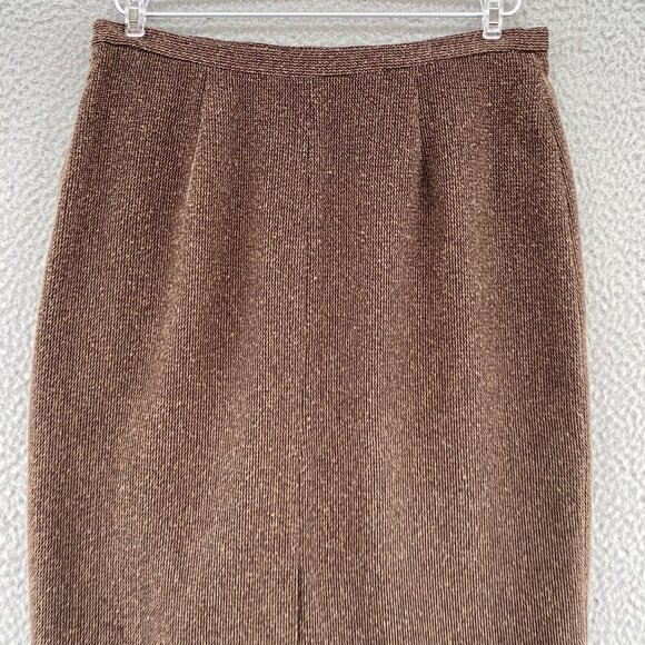 Kasper Skirt Womens 10 Brown Textured Midi Pencil Straight Office Career Work - Picture 4 of 10